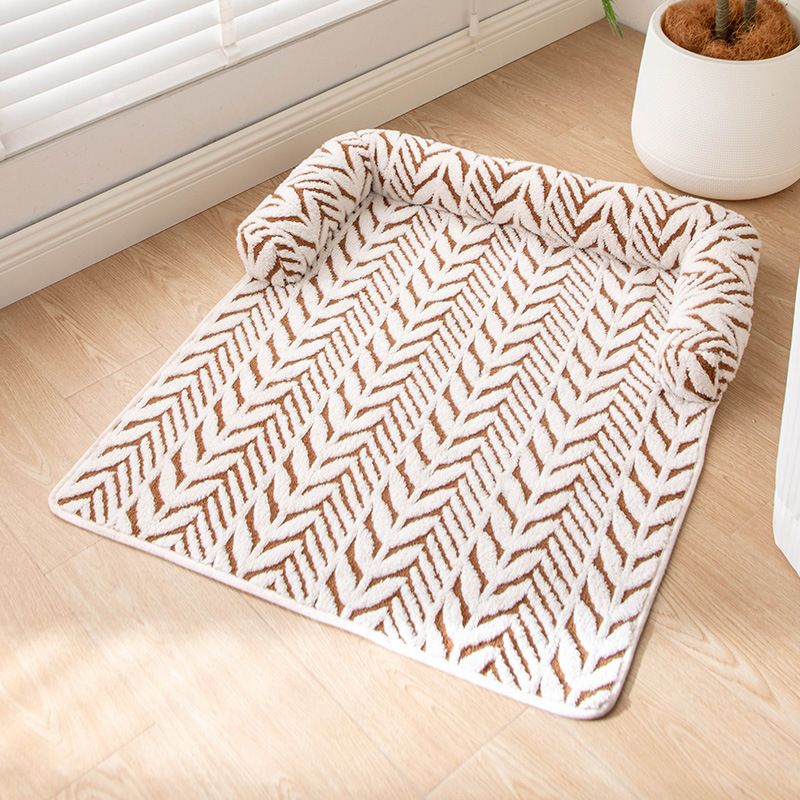 Brown Plush Pet Bed Mat - 60 x 80 cm Polyester Fibre - Thickened Soft Cushion