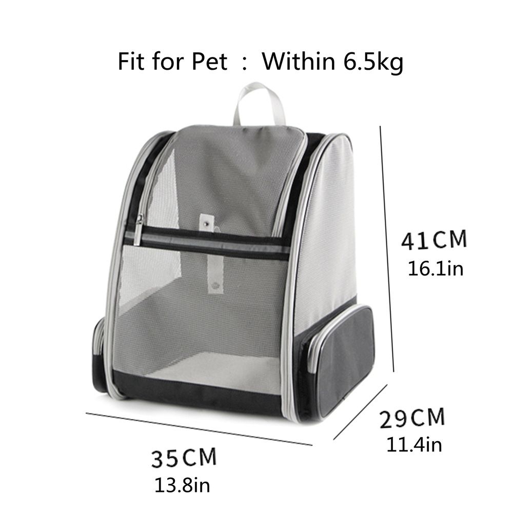 Grey Breathable Pet Carrier Backpack - 35 x 29 x 41 cm Oxford Fabric Travel view 4