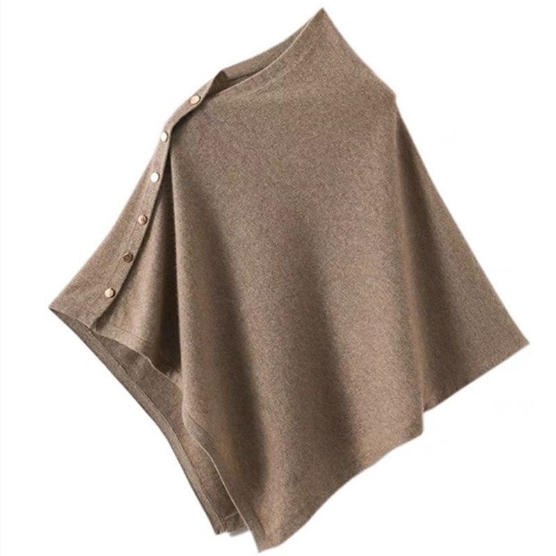 Brown Women's Winter Shawl Wrap - 140 x 56 cm Polyester Two Way Knitted Cape Scarf