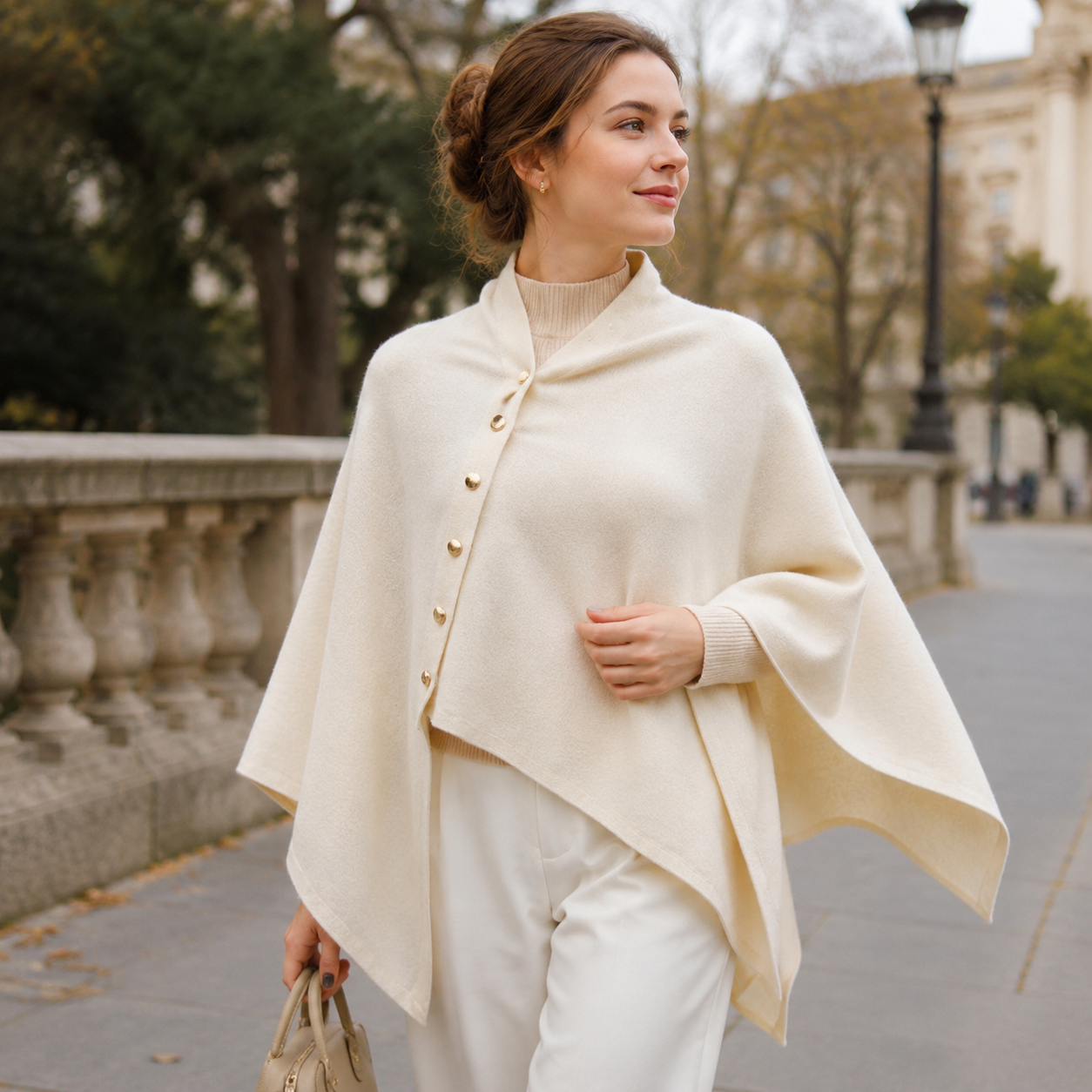 Khaki Women's Winter Shawl Wrap - 140 x 56 cm Polyester Two Way Knitted Cape Scarf view 5