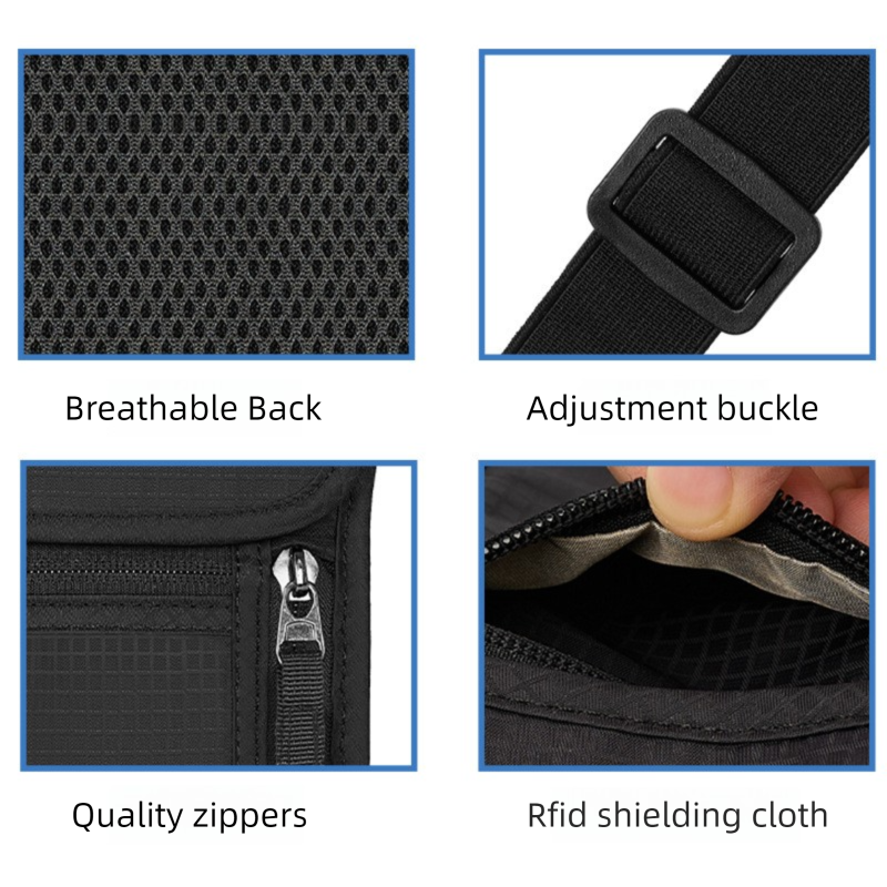 Grey RFID Neck Passport Holder - 16.3 x 22.8 cm Lightweight Nylon and view 6