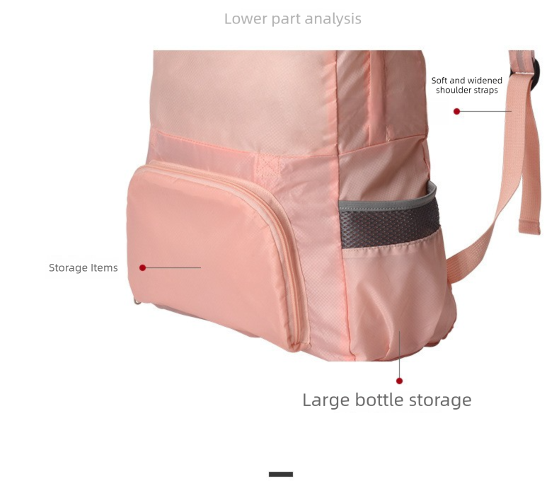 Beige Lightweight Foldable Backpack - Waterproof Polyester 3 Way Backpack and view 5