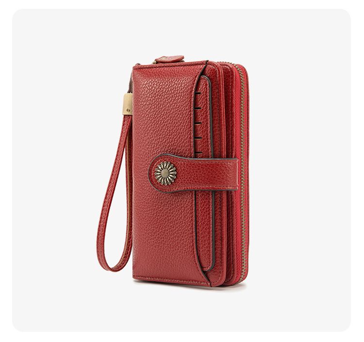 Blue Women's Long Zipper Wallet with Wristlet – Multi-Card Slots view 4