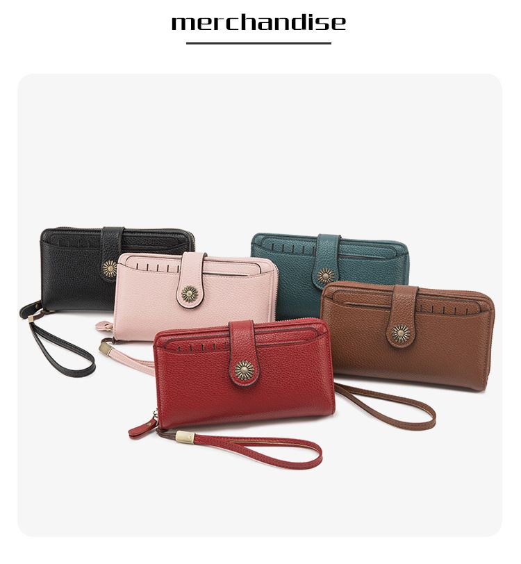 Pink Women's Long Zipper Wallet with Wristlet – Multi-Card Slots view 2