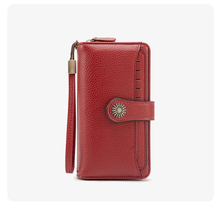Pink Women's Long Zipper Wallet with Wristlet – Multi-Card Slots view 3