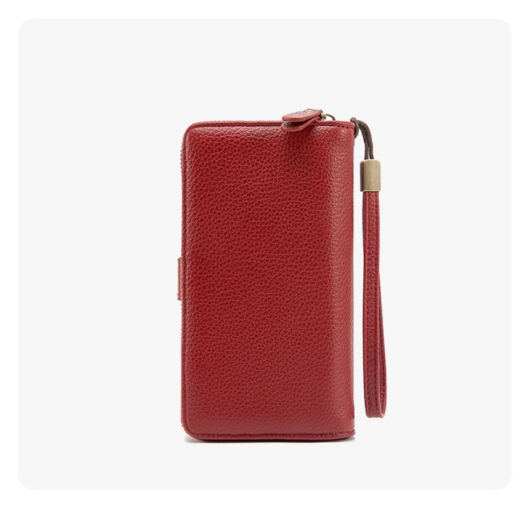 Brown Women's Long Zipper Wallet with Wristlet – Multi-Card Slots view 5