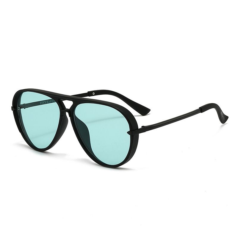 Blck and Blue Retro Aviator Sunglasses with UV Protection – Oversized PC +