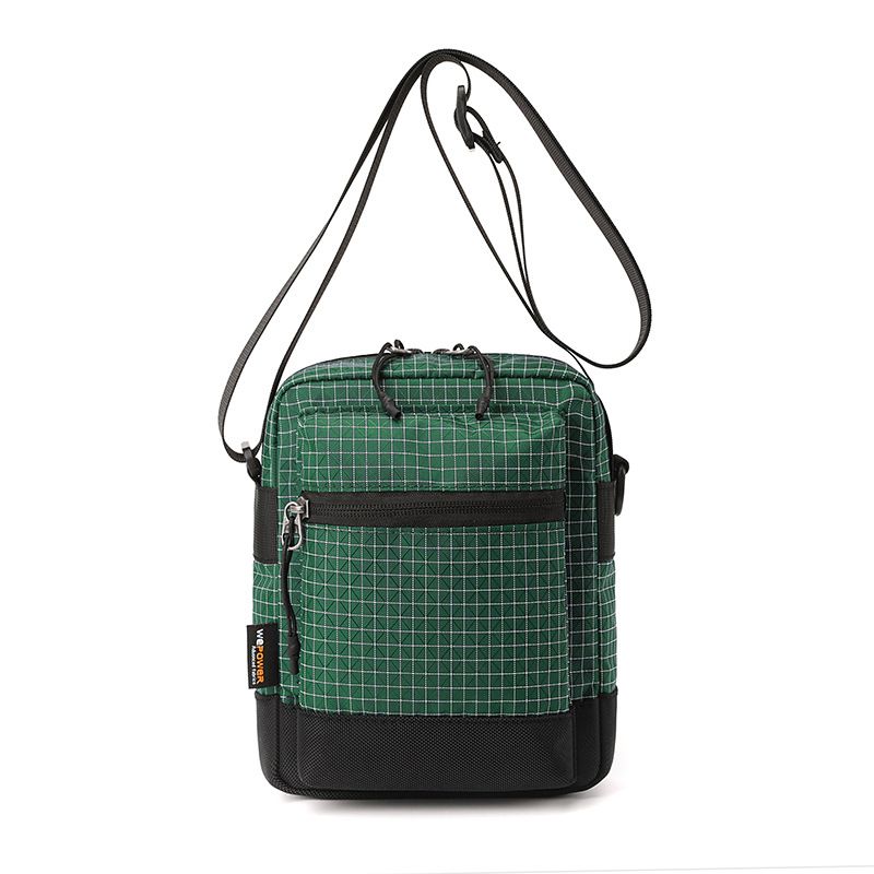 Green Unisex Plaid Nylon Crossbody Bag – Lightweight Multi-Pocket Shoulder Bag