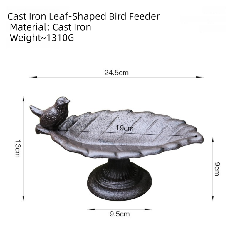 Vintage Cast Iron Leaf Bird Feeder – Garden & Patio Decor (24.5cm) view 4