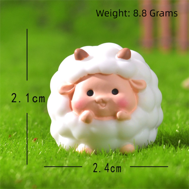 Cute Mini Resin Sheep Figurines – Set of 8 Micro Landscape & Desktop Decor (4 view 6