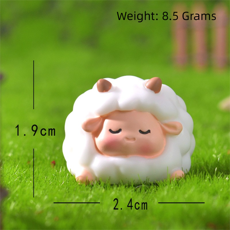 Cute Mini Resin Sheep Figurines – Set of 8 Micro Landscape & Desktop Decor (4 view 8