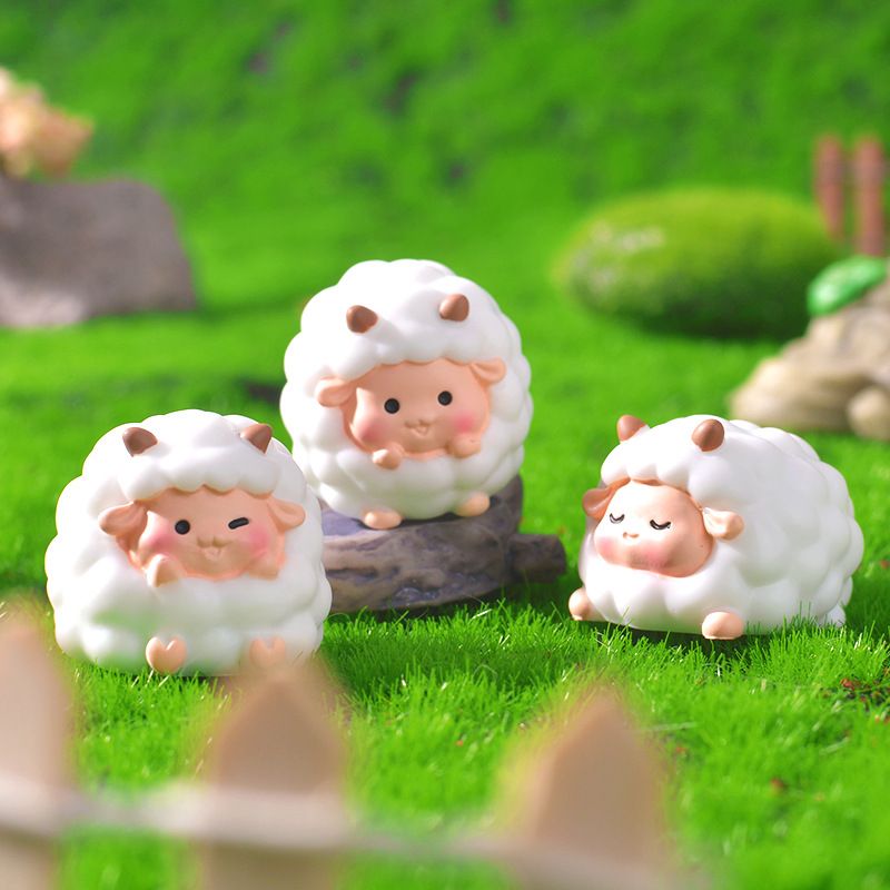 Cute Mini Resin Sheep Figurines – Set of 8 Micro Landscape & Desktop Decor (4 view 9