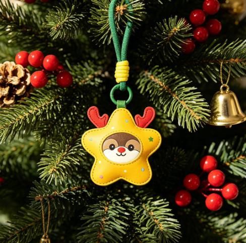 2-Piece Christmas stockings Shaped PU Leather Keychains – Cute Holiday Bag view 6