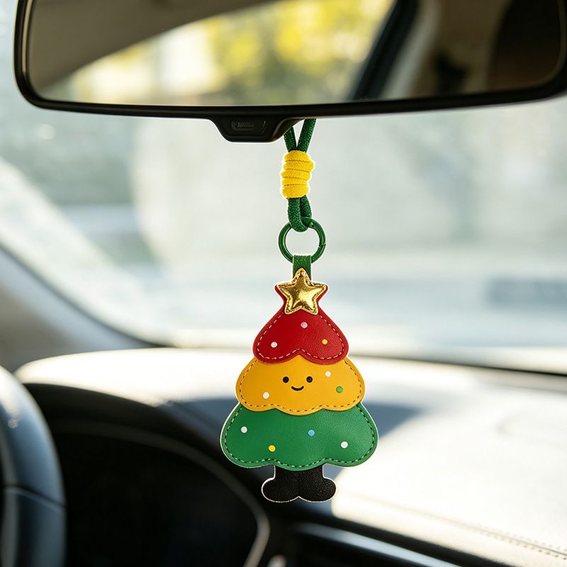 2-Piece Peace Apple Shaped PU Leather Keychains – Cute Holiday Bag Ornaments view 8
