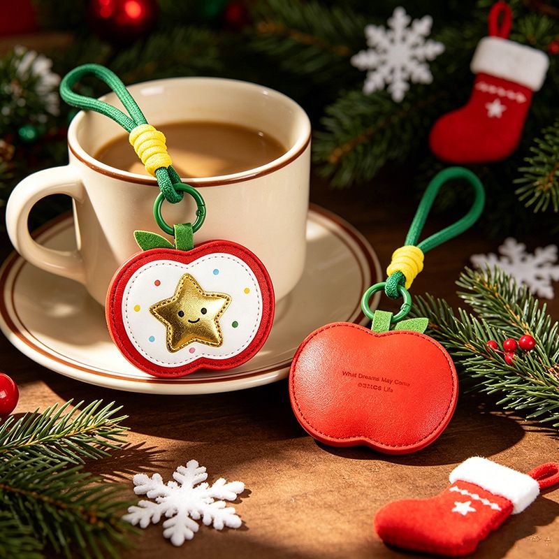 2-Piece Christmas star and reindeer Shaped PU Leather Keychains – Cute Holiday view 4