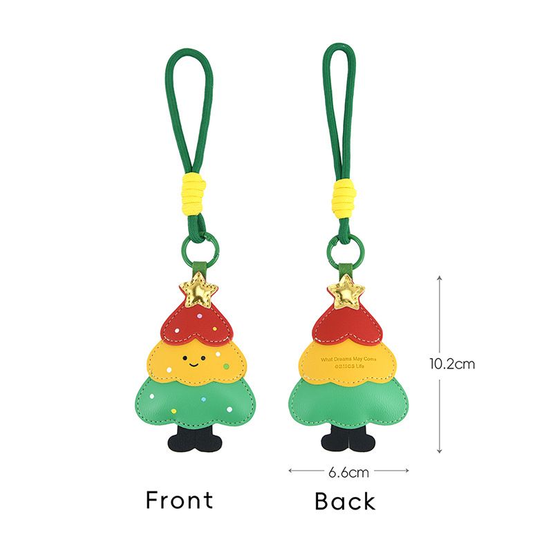 4-piece set Christmas theme Shaped PU Leather Keychains – Cute Holiday Bag view 5