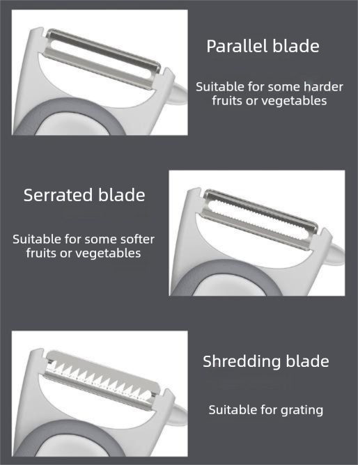 2 Pcs Gray 3-in-1 Magnetic Foldable Peeler – Portable Stainless Steel view 5