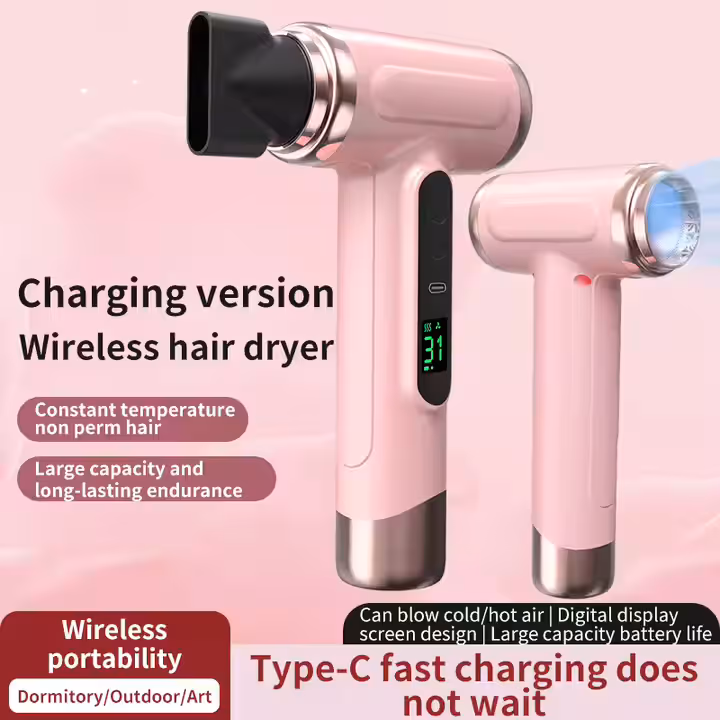 Gray wireless Hair Dryer with Cold & Hot Air view 2