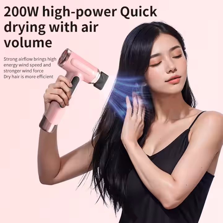 Gray wireless Hair Dryer with Cold & Hot Air view 3