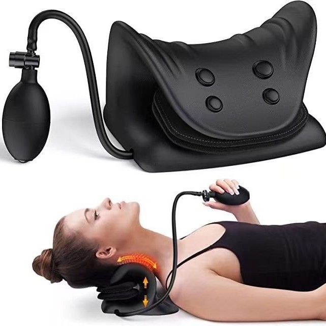 Adjustable Inflatable Cervical Traction Pillow – PU Foam Neck Stretcher &