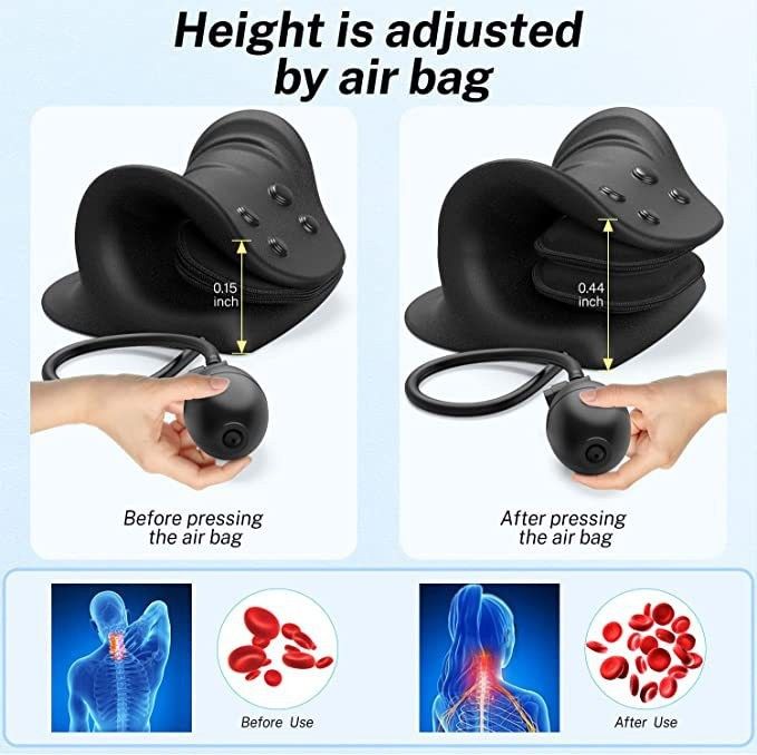Adjustable Inflatable Cervical Traction Pillow – PU Foam Neck Stretcher & view 2