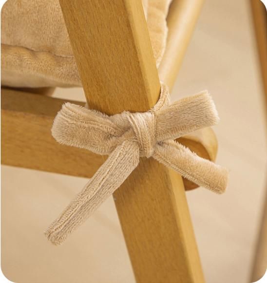 Orange Plush Tufted Chair Cushion – 45x45cm Square Seat Pad with Ties for view 5