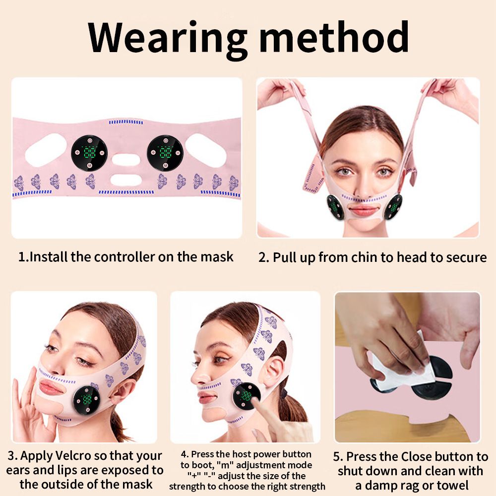 Pink EMS Microcurrent Face Lifting Mask - Smart V-Shape Beauty Device with 5 Modes view 7