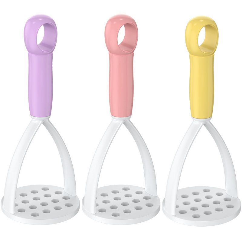 3-Pack Pink,yellow and purple Manual Potato Masher - Baby Food Maker &