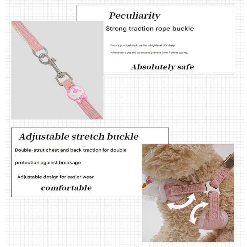Green Lace Y-Shaped Pet Harness and Leash Set - Breathable Mesh Vest for Small view 5