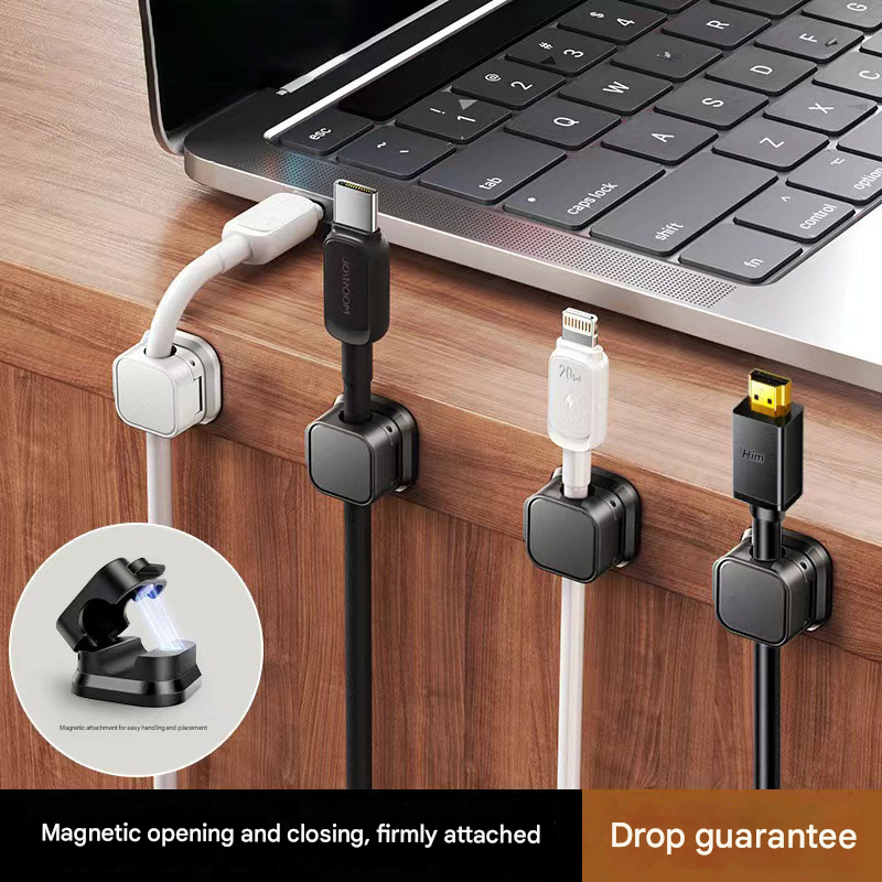 24 White Pack Magnetic Cable Organizer Clips for Desk and Car view 5