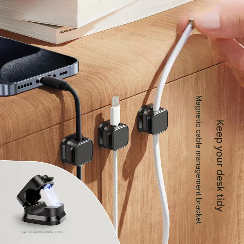 24 Pack Magnetic Cable Organizer Clips with 12 Black and 12 White Pieces view 3