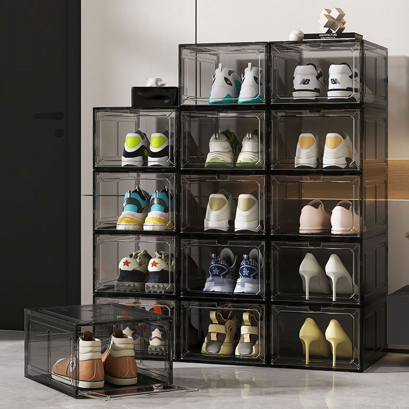 White Transparent Magnetic Shoe Box Stackable Dustproof Sneaker Storage Case view 4