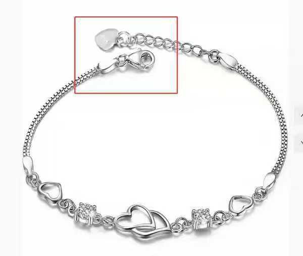 Heart-to-Heart Silver Plated Bracelet with Sparkling Rhinestones Elegant