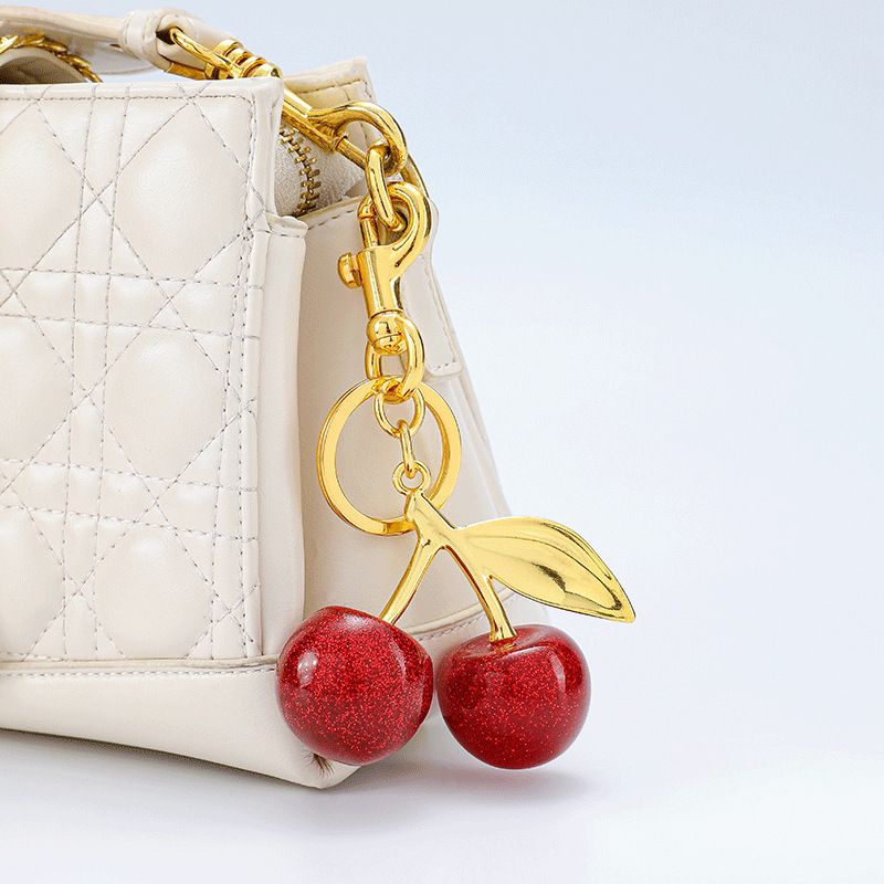 Fashionable Cherry Keychain with Fruit Pendant for Handbags and Keys Stylish view 2
