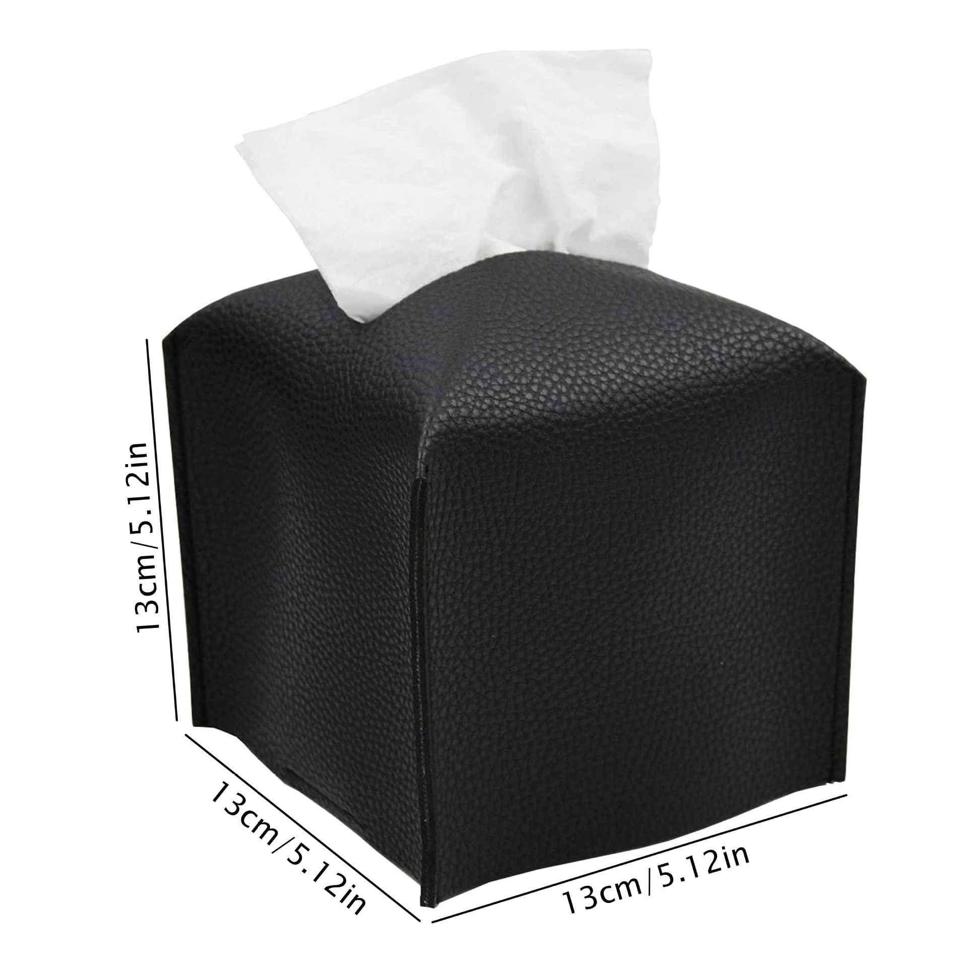 2 Pack Black PU Leather Rectangular Tissue Box Covers Foldable Roll Paper Bag view 4