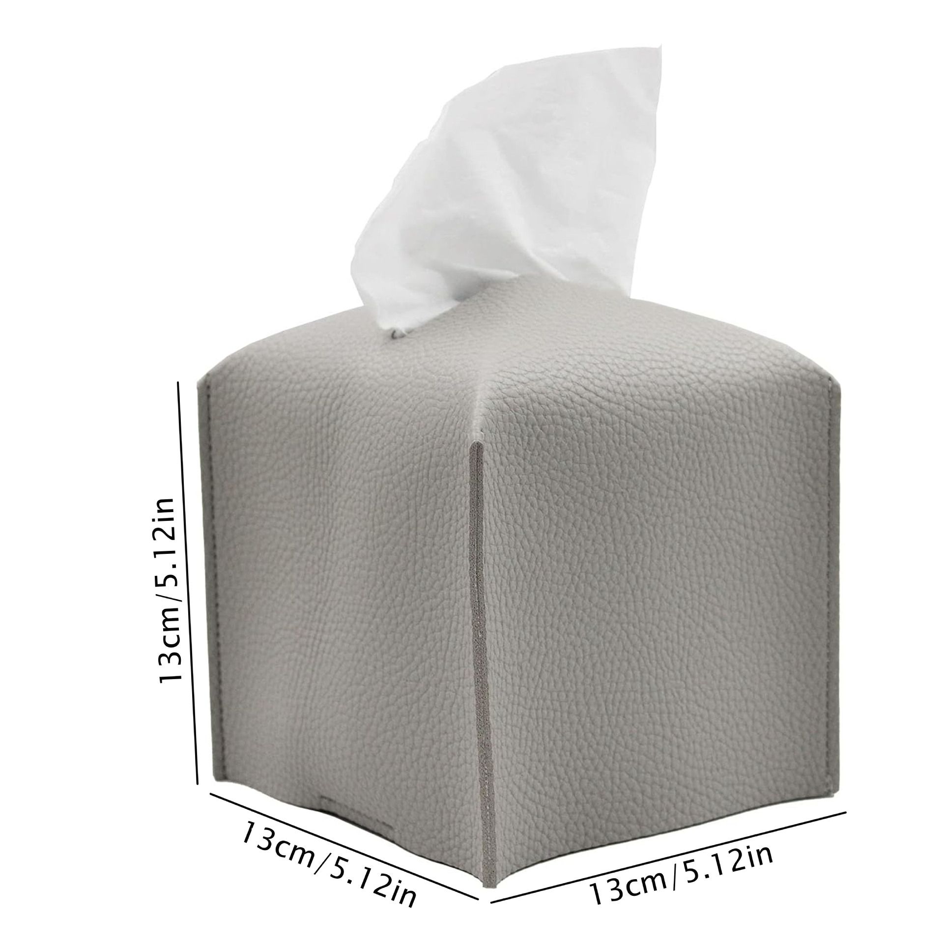 2 Pack Grey PU Leather Rectangular Tissue Box Covers Foldable Roll Paper Bag
