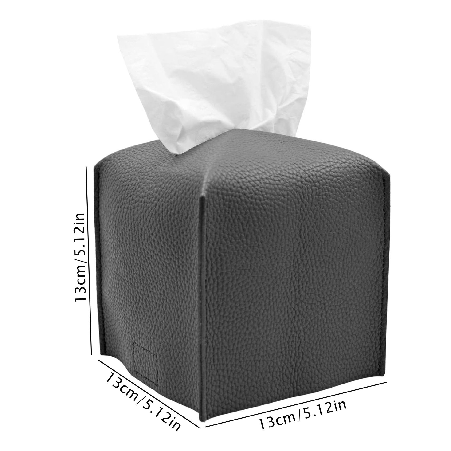 2 Pack Dark grey PU Leather Rectangular Tissue Box Covers Foldable Roll Paper