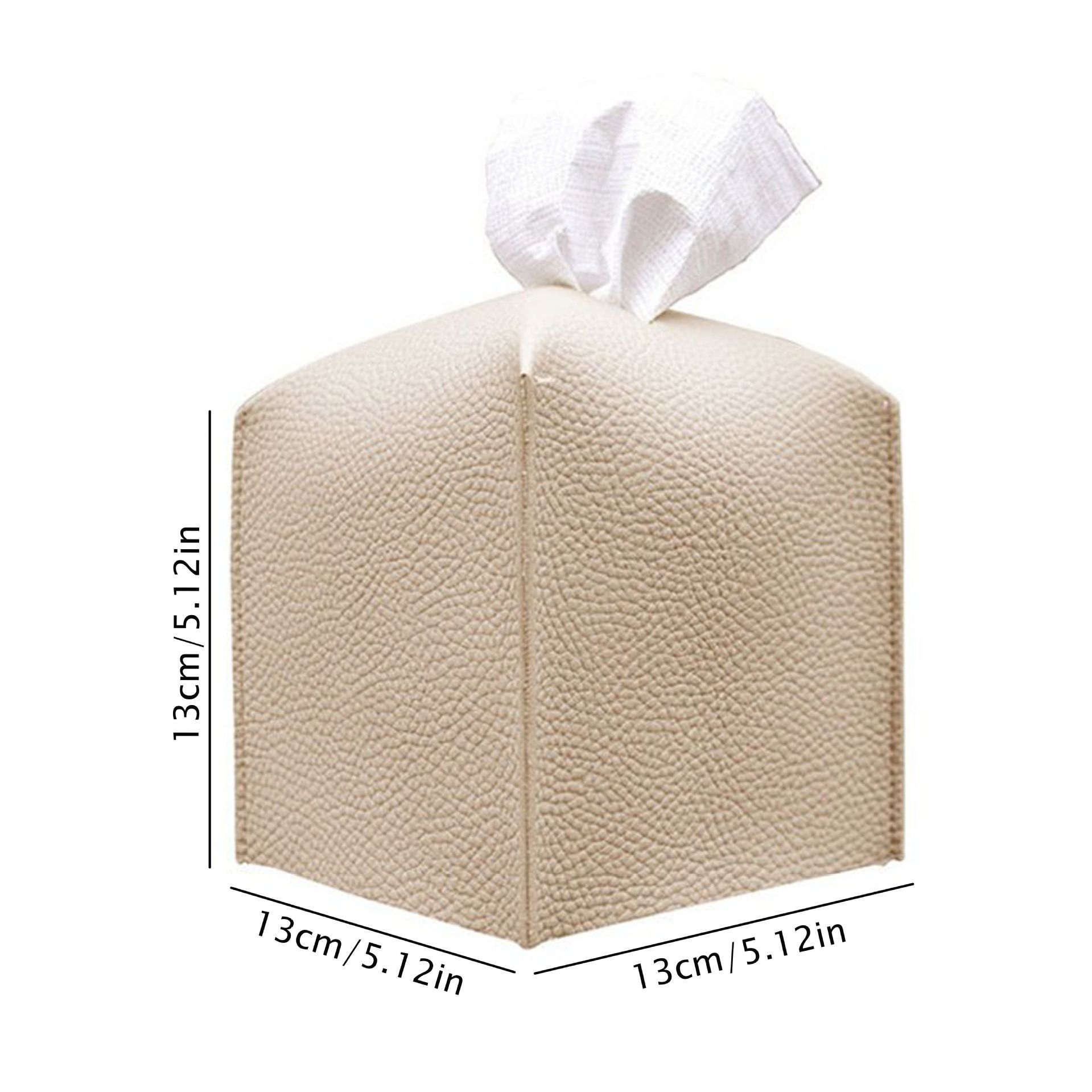 2 Pack Beige PU Leather Rectangular Tissue Box Covers Foldable Roll Paper Bag