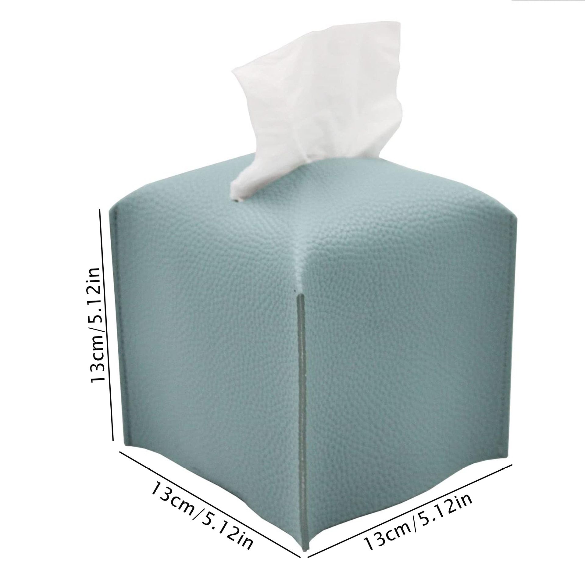 2 Pack Blue PU Leather Rectangular Tissue Box Covers Foldable Roll Paper Bag