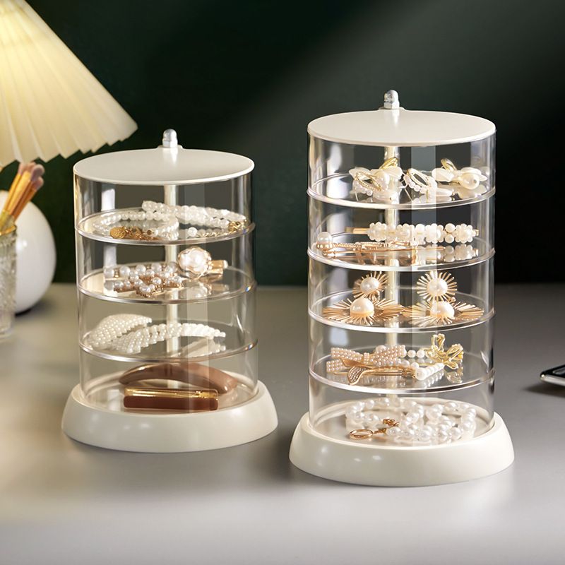 Rotating Jewelry Storage Box Transparent Multi-Compartment Design for Earrings view 2