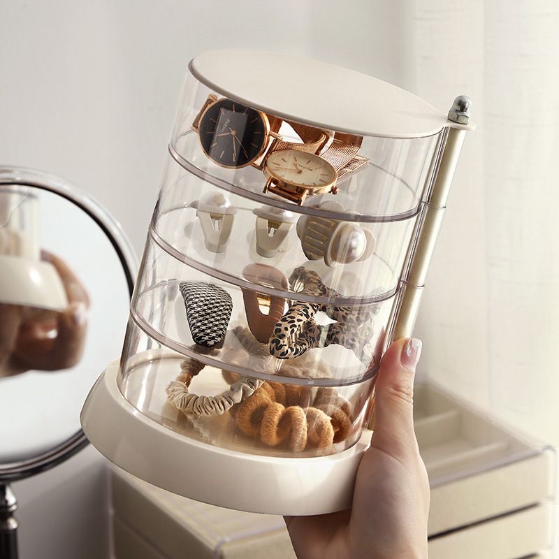 Rotating Jewelry Storage Box Transparent Multi-Compartment Design for Earrings view 4