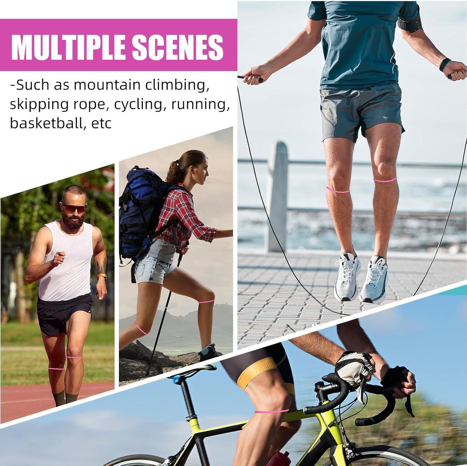 5 Pairs Orange Patellar Tendon Silicone Stabilizer Knee Straps for Running and view 2