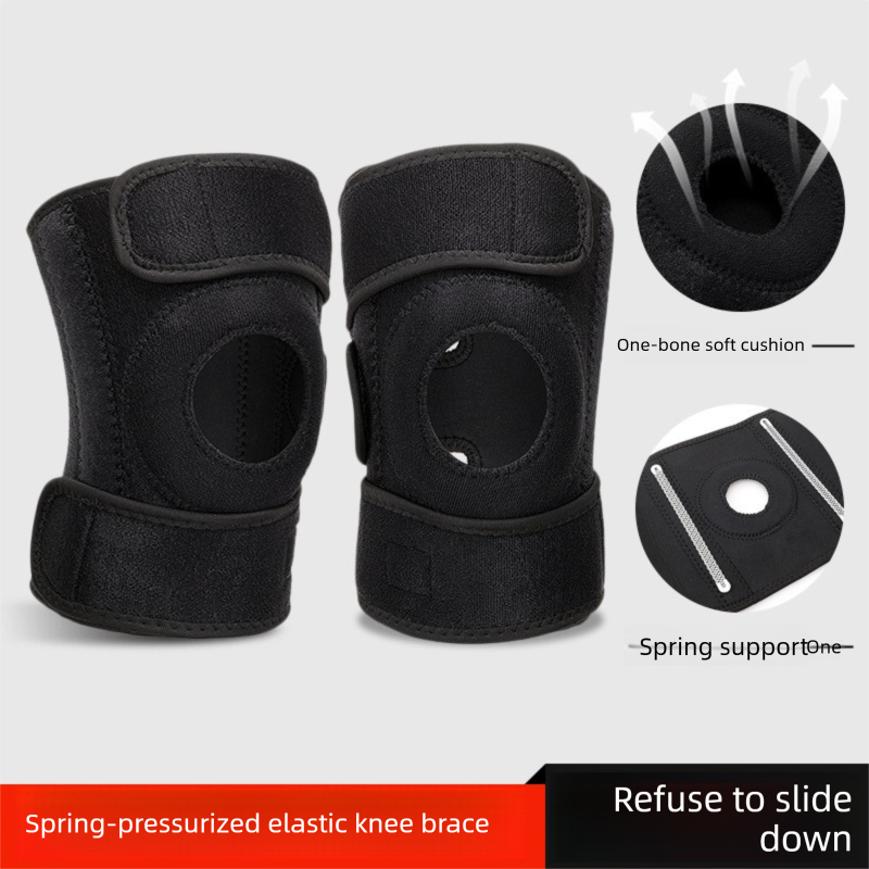 Black Upgraded Sport Knee Pads with Dual Spring Support and Shock Absorption view 2