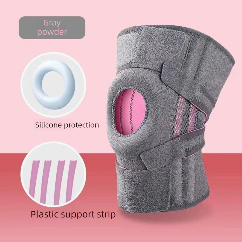 Grayish pink Adjustable Open Patella Knee Brace with Spring Support and