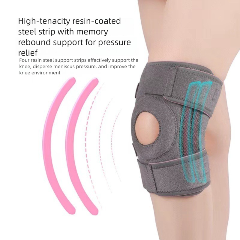 Grayish purple Adjustable Open Patella Knee Brace with Spring Support and view 2