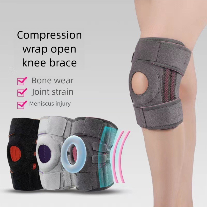Grayish purple Adjustable Open Patella Knee Brace with Spring Support and view 5