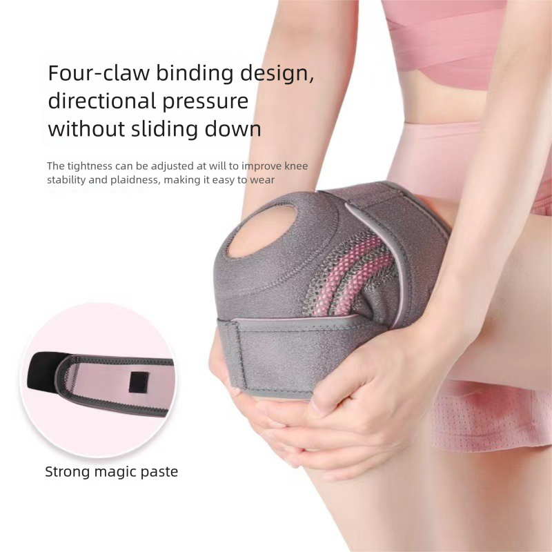 Black and orange Adjustable Open Patella Knee Brace with Spring Support and view 3