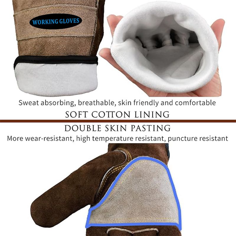 Size XL Durable Cowhide Work Gloves for Welding Gardening and Outdoor Camping view 2