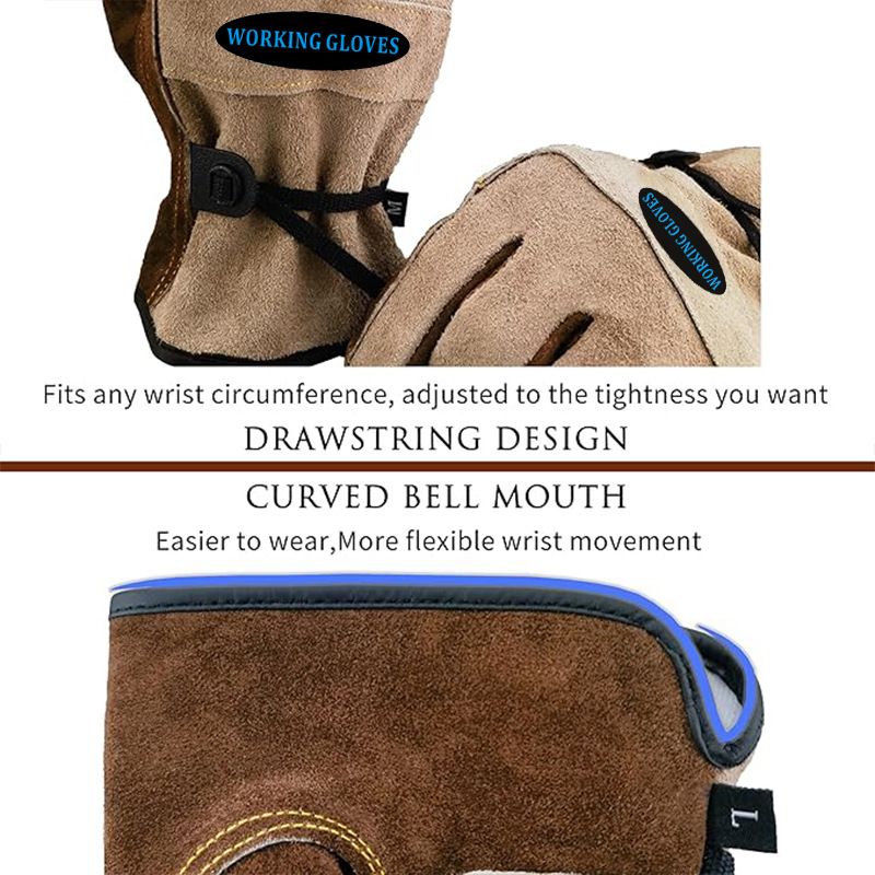 Size XL Durable Cowhide Work Gloves for Welding Gardening and Outdoor Camping view 3