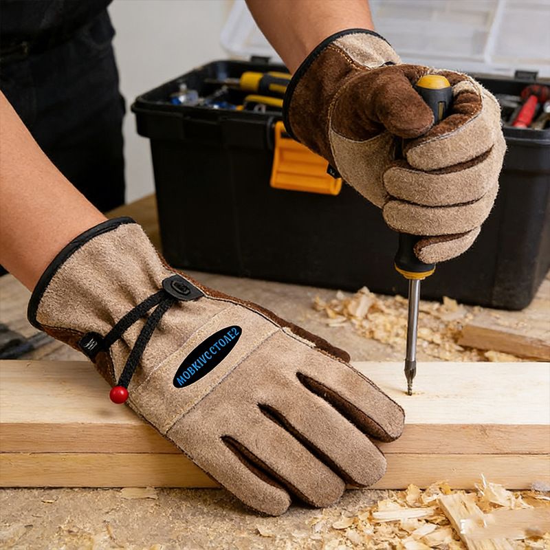 Size XL Durable Cowhide Work Gloves for Welding Gardening and Outdoor Camping view 5
